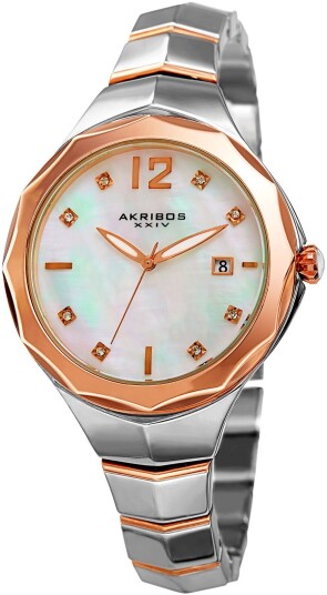 Akribos XXIV Dameklokke AK932TTR Hvit/Rose gulltonet stål Ø37 mm