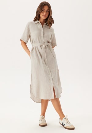 GANT Reg Linen Ss Shirt Dress Dry Sand 42 GANT Reg Linen Ss Shirt Dress Dry Sand 42