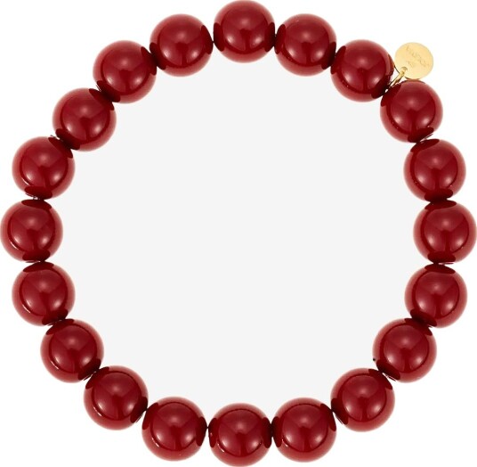 By Jolima Cecile Pearl Bracelet BURGUNDY One Size 6 cm