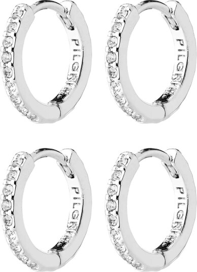 Pilgrim Root Earrings 2 In 1 Set Silver Plated   SILVER PLATED   One Size
