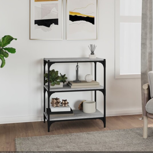 vidaXL Bokhylle gr? sonoma 60x33x70,5 cm konstruert tre og st?l