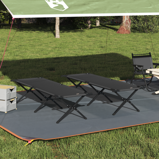 Sammenleggbar camping seng 2 pcs Svart 193 x 69 x 45 cm