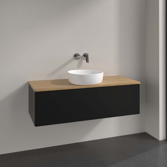 Villeroy & Boch  Antao Servantskap med 1 skuff 120x50x36 cm u/lys Sort Matt/Eik