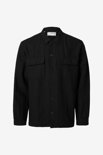 Selected HOMME   Overtreksskjorte Slh Leroy Sun Overshirt LS   Svart