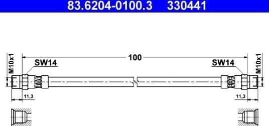 ATE 83.6204 0100.3 Bremseslange