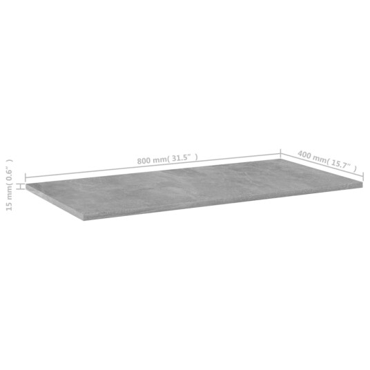 Hylleplater 4 stk betonggrå 80x40x1,5 cm sponplate 8720286245910