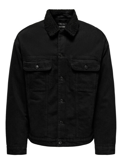 ONLY & SONS Onswilson Sherpa Blk 0971 Dnm Jacket - Black - S ONLY & SONS Onswilson Sherpa Blk 0971 Dnm Jacket - Black - S