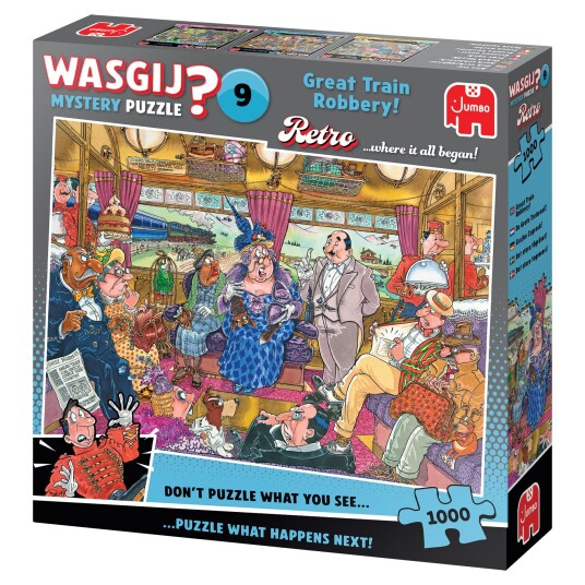 Wasgij Retro Mystery 9 Great Train Robbery Puslespil 1000 brikker Wasgij Retro Mystery 9 Great Train Robbery Puslespil 1000 brikker