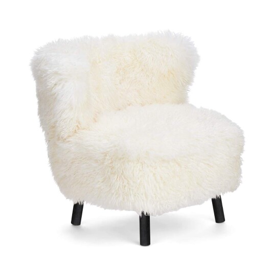 Natures Collection Emil Lounge Chair Langhåret Hvit Svart bøk