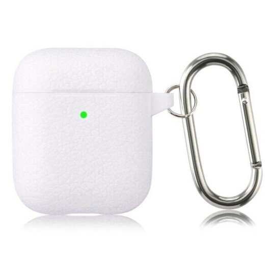Deksel med karabinkrok til AirPods 1 / 2 Hvit Deksel med karabinkrok til AirPods 1 / 2 Hvit