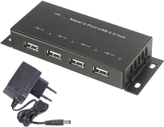 Renkforce 4 Porter Usb 2.0 Hub Metallhus For Veggmontering Svart 1610328 Renkforce 4 Porter Usb 2.0 Hub Metallhus For Veggmontering Svart 1610328