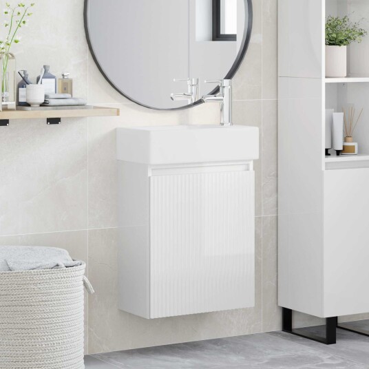 Badeværelses enhet med kran Høgglans hvit 45,5 x 22,5 x 84 cm Badeværelses enhet med kran Høgglans hvit 45,5 x 22,5 x 84 cm