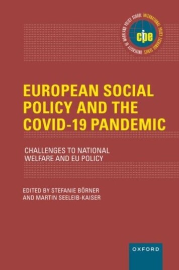 European Social Policy and the COVID 19 Pandemic European Social Policy and the COVID 19 Pandemic