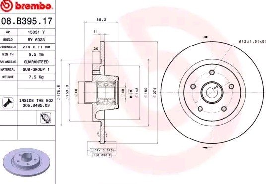 Bremseskive BREMBO 08.B395.17