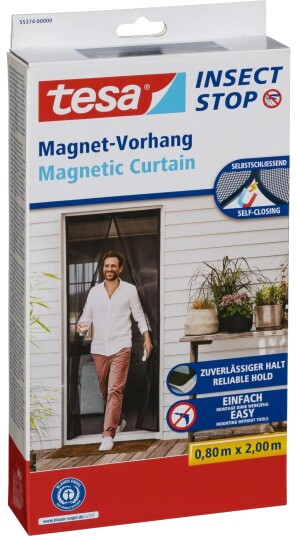 Tesa 55374 Magnetisk Myggnetting Gardin 0,80x2 m Svart