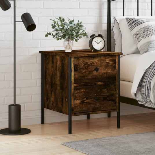 vidaXL Nattbord røkt eik 40x42x50 cm konstruert tre