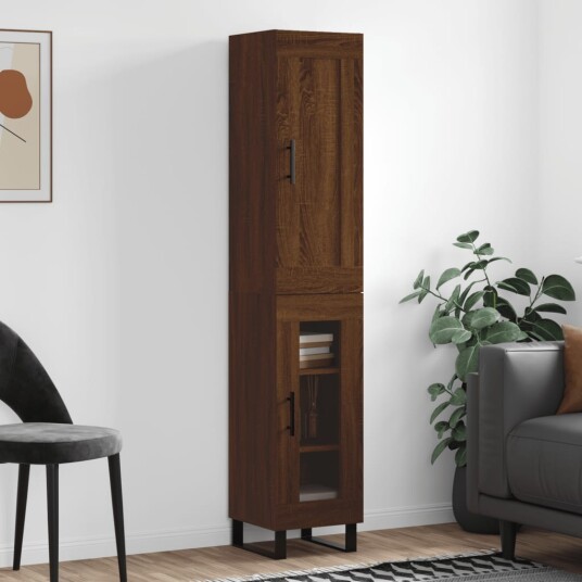 vidaXL Highboard brun eik 34,5x34x180 cm konstruert tre 8720845498382