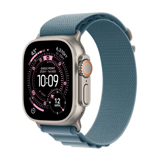 Apple Watch Ultra 3 GPS + Cellular 49mm Natural Titanium Case with Light Blue Alpine Loop   Medium