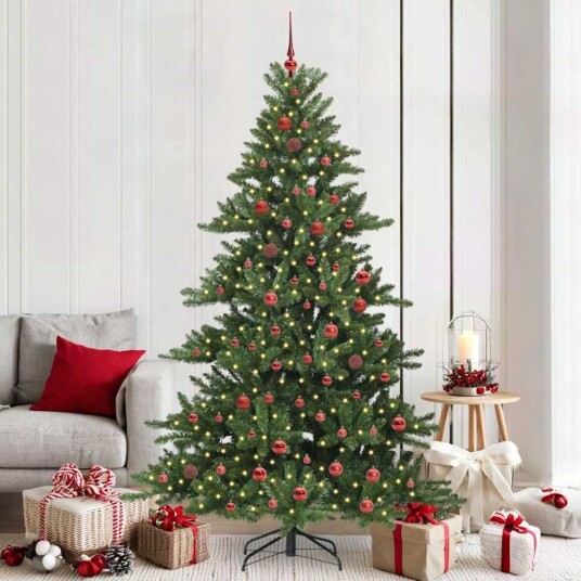  Kunstig sammensatt juletre med 300 LED med stativ 210 cm PVC