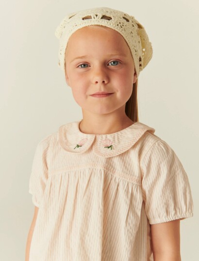 Copenhagen Colors Seersucker Blouse W. Collar Pink 128