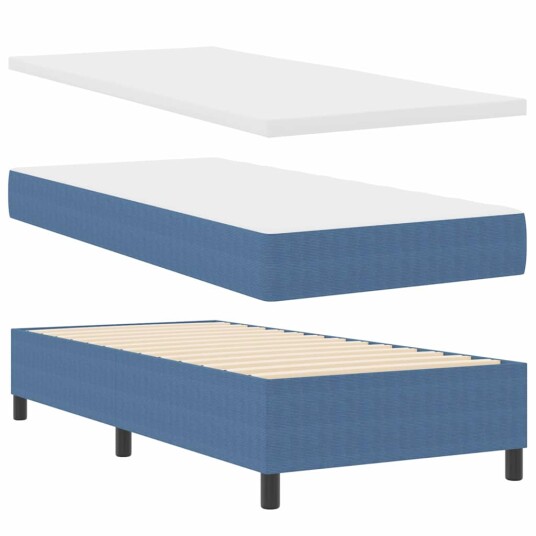 Box Spring Seng med Madrass Blå 80x200 cm Corduroy Stoff