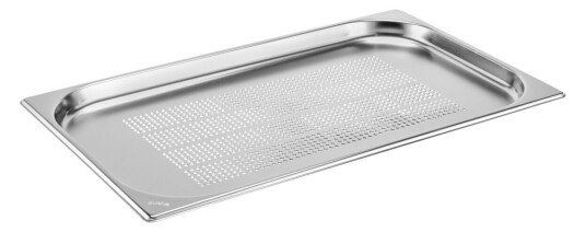 PULSIVA Kantine Basic GN 1/1 perforert; Størrelse GN 1/1 2.5l 53x32.5x2 cm LxBxD; Sølvfarge