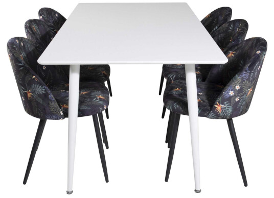 Venture Design Polar & Velvet spisegruppe Hvit/flerfarget 6 st stoler & bord 180 x 90 cm