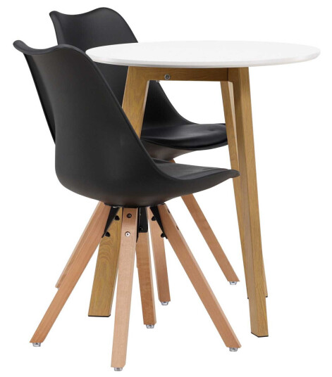 Venture Design Leonora & Zeno spisegruppe Svart/hvit 2 stoler & bord 65 cm