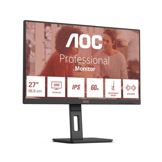 AOC U27E3UF 27" 4K IPS PC-skjerm med Høyttalere og Justerbar Høyde AOC U27E3UF 27" 4K IPS PC-skjerm med Høyttalere og Justerbar Høyde