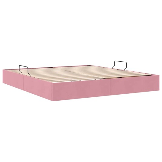 Seng med Oppbevaring med madrass Rosa 180 x 200 cm Fløyel