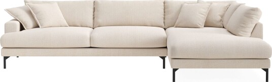 Menard Premium 5 seters høyrevendt L formet dyp sjeselongsofa i chenille   Lysbeige