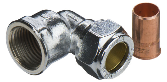 FIX-PRO VINKEL M/MUFFE 15MM X 1/2" TIL KOBBERRØR