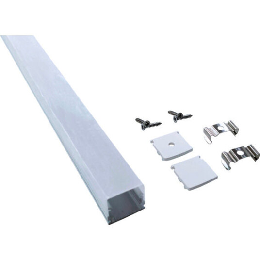 Namron Aluminiumsprofil utenpåliggende matt hvit 2m 2114 - 3220204
