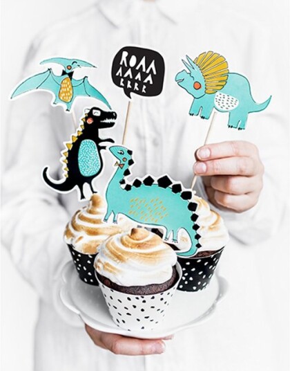 5 stk Dinosaur Kaketoppere 20 cm Dinosaur Party
