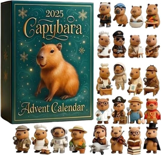 Akrylskive Capybara 2025 Julekalender for barn Julekalender flerfarget