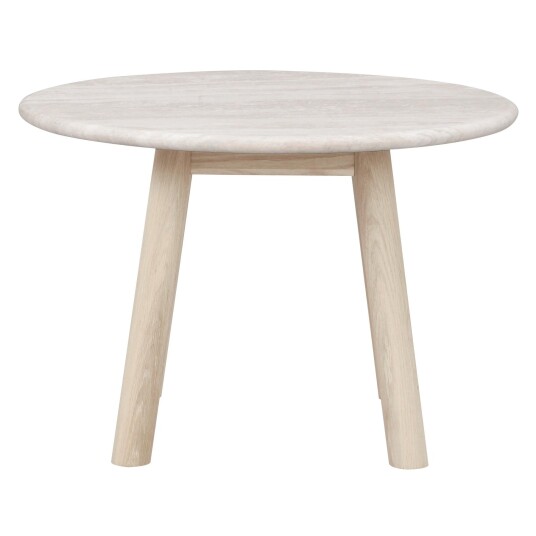 Rowico Home Taransay Sofabord, Beige travertin, Hvit pigm., Ø60 Unoliving 1729645-01-0 1729645-02-0