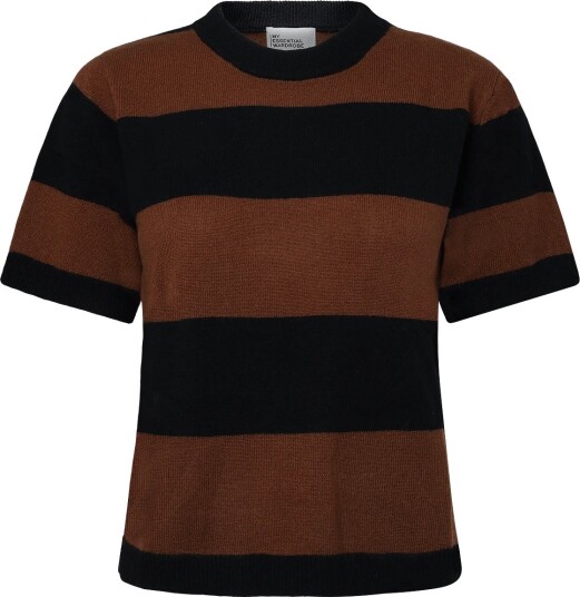 My Essential Wardrobe Mwjola Knit Pullover Ss   BISON W. BLACK STRIPE   L