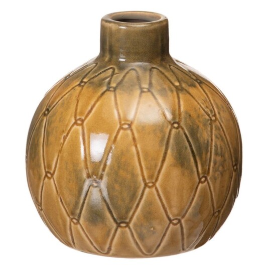 Bigbuy Home Vase 17,5 X 17,5 X 18 Cm Keramikk Sennep
