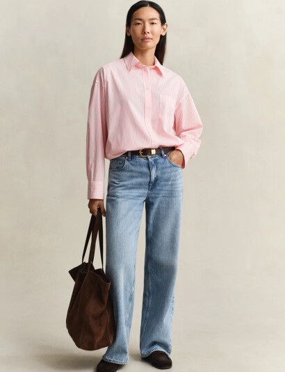 GANT Os Classic Poplin Stripe Shirt   Pink   38