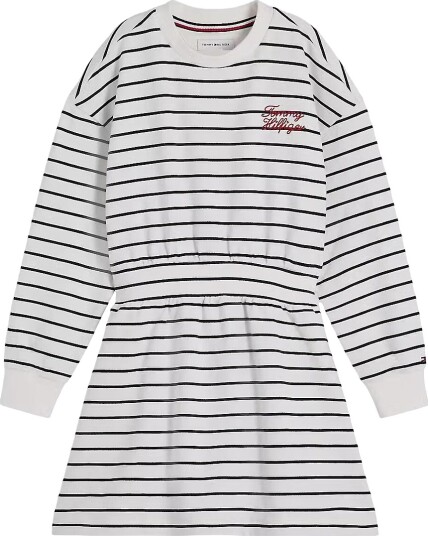 Tommy Hilfiger Kjole Dark Natt Navy Striper Tommy Hilfiger 8 år 128 Kjole Hvit Marineblå
