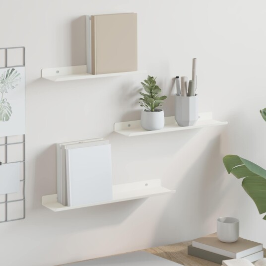 vidaXL Flytende hylle Veggmontert 3 pcs Hvit 40 x 9 x 2,5 cm Stål