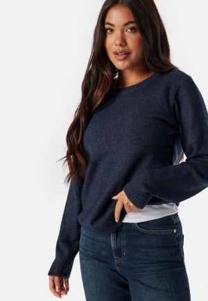 VILA Viril O-neck L/S Knit Top Total Eclipse Detail:Melange XS VILA Viril O-neck L/S Knit Top Total Eclipse Detail:Melange XS