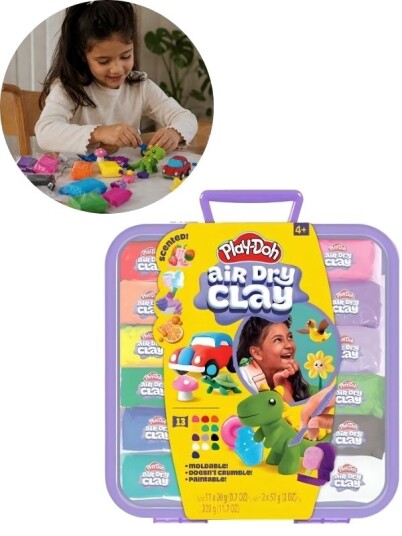 Play-Doh Air-Dry Lekesett Med Leire I Koffert 13 Farger Med Duft