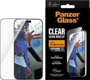 PanzerGlass iPhone 17 Pro Max/18 Pro Max Ultra-Wide Fit EasyAligner Beskyttelsesglass Svart Kant