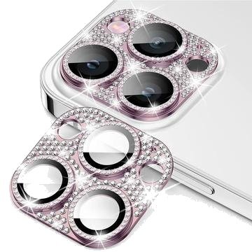 iPhone 15 Pro/15 Pro Max Hat Prince Glitter Kamera Linse Beskyttelse - Rosa