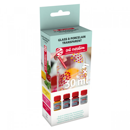 Art Creation Glass & Porselensmaling Transparent Set 4 x 30 ml Rosa Frost