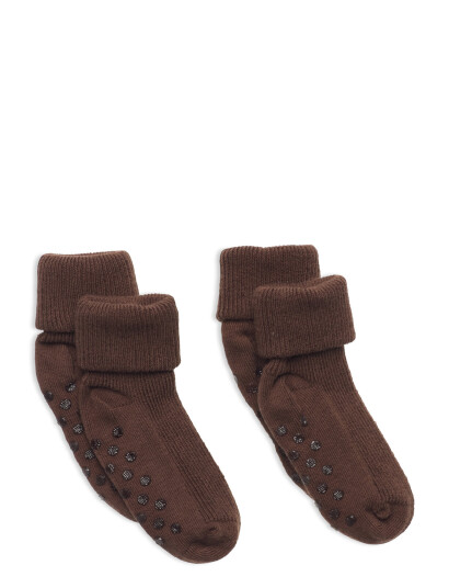 Minymo Baby Rib Sock W. Abs (2-Pack) - Brown - 23\26