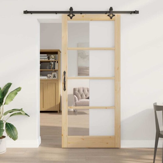 vidaXL Skyvedør med Utstyrsett 'ORKDAL'Solid Tre & Glass