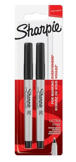 Sharpie Permanent Markers Ultra-Fine Point Svart 2 Count Sharpie Permanent Markers Ultra-Fine Point Svart 2 Count