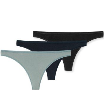 Schiesser Truser 3P 95-5 Organic Cotton Thong Svart/blå økologisk bomull 34 Dame Schiesser Truser 3P 95-5 Organic Cotton Thong Svart/blå økologisk bomull 34 Dame